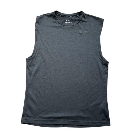 Mens M Nike Dri-FIt Running Dark Gray Sleeveless Tank Top Shirt Atheltic Active - Picture 1 of 3